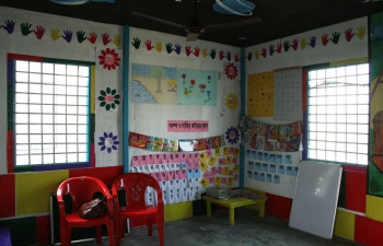Inside the School for children at the campsite